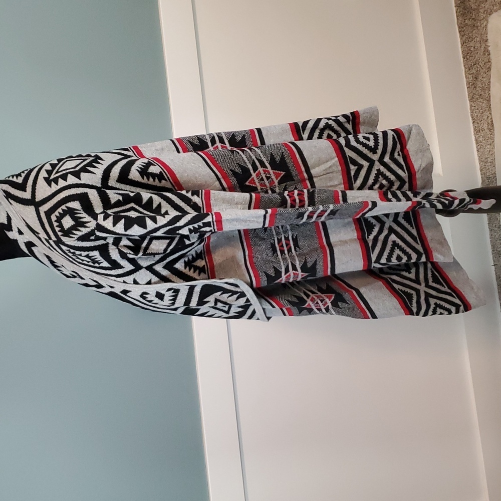 Aztec Print Waterfall Cardigan Small Cotton - Picture 2 of 10